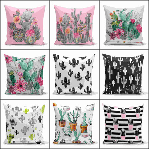 Cactus Pillow Cover|Succulent Cushion Cases |Decorative Lumbar Pillow |Boho Bedding Home Decor|Housewarming Floral Cactus Throw Pillow Cover
