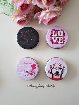 Set of 4 Valentine's Day Gift Box|Love Metal Gift Box|Mini Jewelry Storage|Chocolate Soap Cookie Bead Tin Grab Box|I Love You Birthday Gift