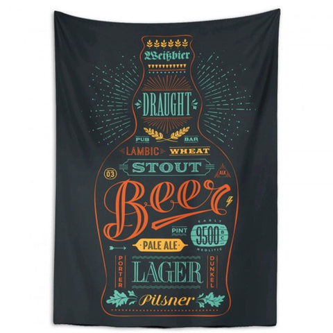 Beer Fabric Wall Tapestry|Stout Beer Wall Tapestry|Lager Beer Wall Hanging Art|Pilsner Beer Fabric Wall Art|Boho Style Wheat Draught Beer