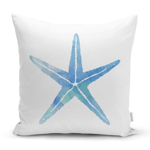 Beach House Pillow Covers|Coastal Pillow Case|Navy Marine Pillow|Decorative Nautical Cushion|Coral Seashell Seahorse Sea Urchin Throw Pillow