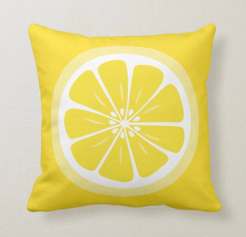 Lemons Pillow Cover|Floral Fresh Lemon Cushion Case|Decorative Green Lemon Tree|Colorful Lemons Home Decor|Housewarming Yellow Citrus Decor