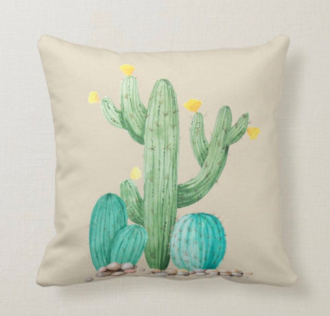 Cactus Pillow Cover|Cactus Cushion Case|Personalized Succulent Pillow|Boho Bedding Home Decor|Housewarming Floral Cactus Throw Pillow Case