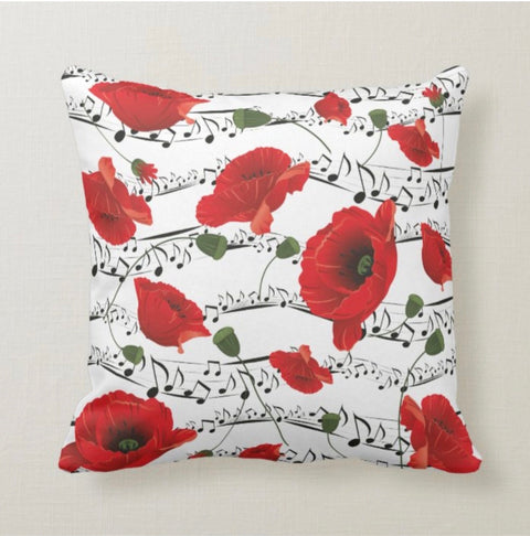 Red Poppy Pillow Covers|Red Floral Cushion Cases|Decorative Poppy Throw Pillow|Bedding Home Decor|Farmhouse Style Housewarming Pillow Cases