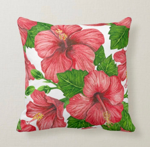 Red Poppy Pillow Cover|Red Floral Cushion Case|Decorative Summer Poppy Throw Pillow Top|Boho Bedding Home Decor|Farmhouse Style Cushion Case