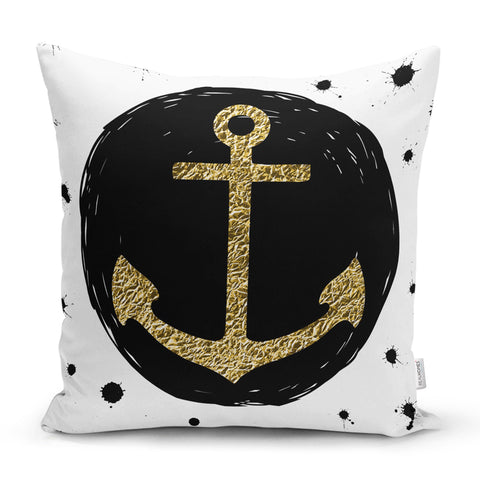 Nautical Pillow Case|Navy Anchor Pillow Cover|Decorative Yacht Cushions|Coastal Beach House Pillow|Blue Life Saver Decor|Marine Throw Pillow