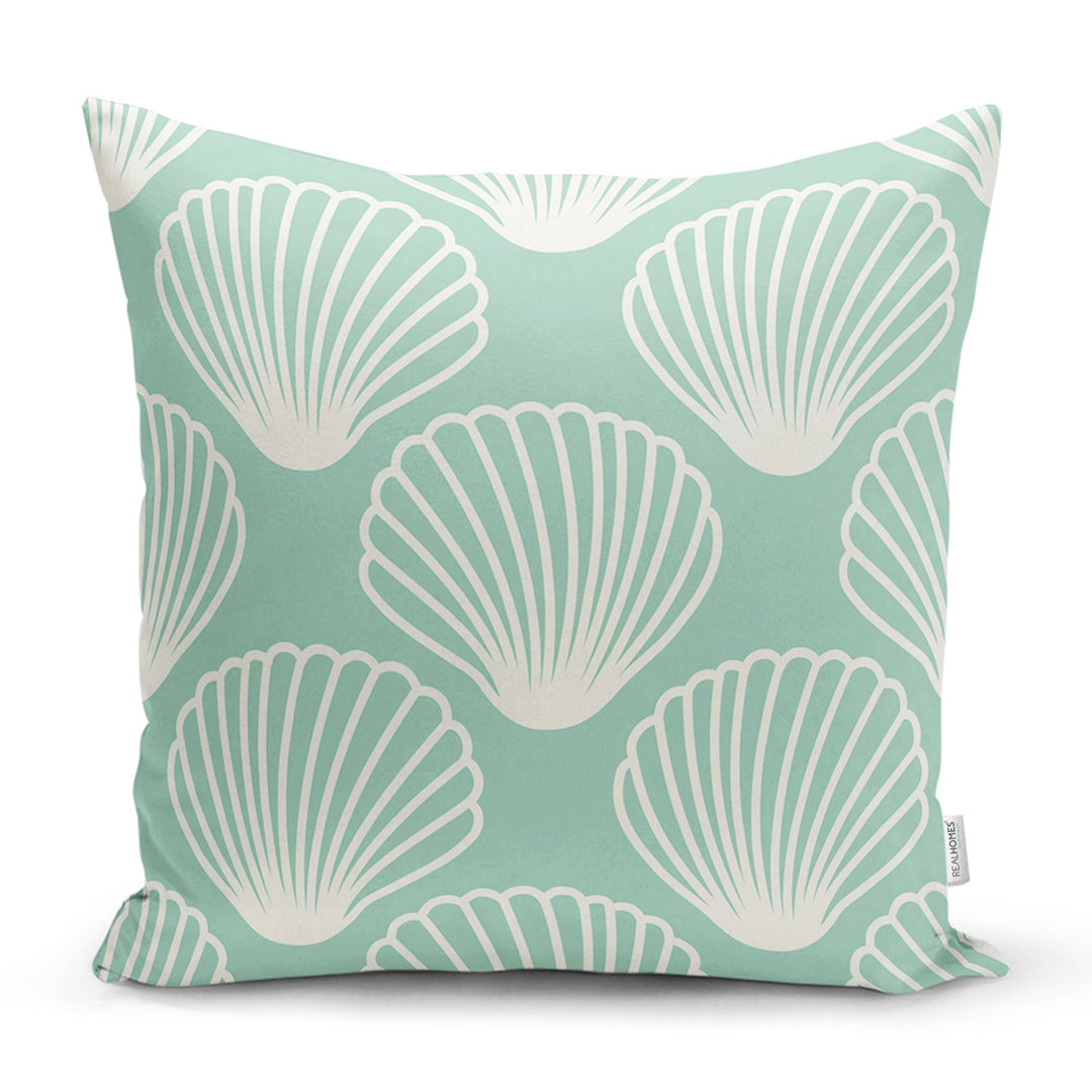 Blue Beige Turquoise Seashell Pillow Cover – Akasia