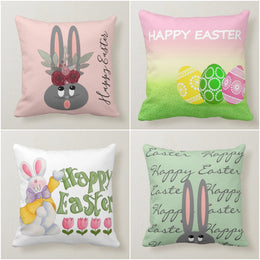 Easter Pillow Covers|Happy Easter Egg Cushion Case|Decorative Easter Throw Pillow|Cute Floral Bunny Easter Decor|Spring Farmhouse Pillow Top