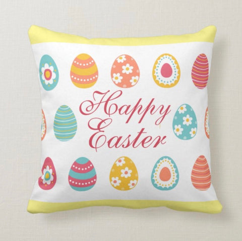 Easter Pillow Covers|Happy Easter Cushion Case|Decorative Easter Egg Throw Pillow|Cute Floral Eggs Easter Decor|Spring Farmhouse Pillow Top