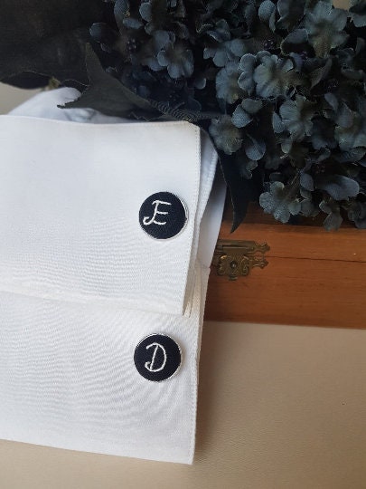 Personalized Embroidered Cufflinks|Unique Handmade Groomsmen Gift|Monogrammed Wedding Cufflinks Initial Letter for Groomsmen