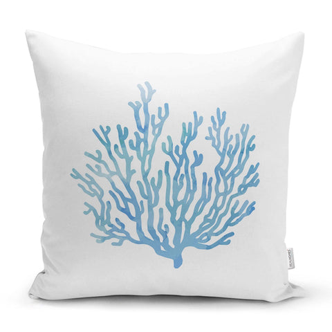 Beach House Pillow Covers|Coastal Pillow Case|Navy Marine Pillow|Decorative Nautical Cushion|Coral Seashell Seahorse Sea Urchin Throw Pillow