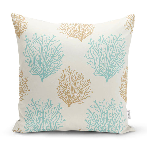 Beach House Pillow Covers|Coastal Pillow Case|Navy Marine Pillow|Decorative Nautical Cushion|Coral Seashell Fish Throw Pillow|Marine Decor