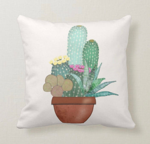 Cactus Pillow Cover|Cactus Cushion Case|Decorative Succulent Pillow|Boho Bedding Home Decor|Housewarming Floral Cactus Throw Pillow Case