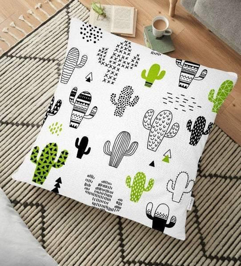 Cactus Floor Pillow Cover|Cactus Cushion Case|Decorative Floor Pillow Case|Floral Home Decor|Housewarming Gift|Floral Rustic Pillow Case