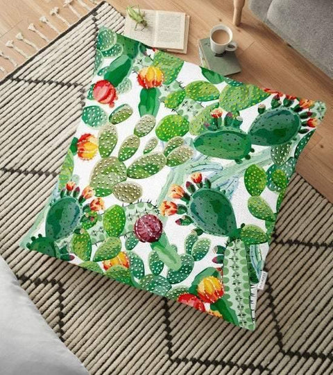 Cactus Floor Pillow Cover|Cactus Cushion Case|Decorative Floor Pillow Case|Floral Home Decor|Housewarming Gift|Floral Rustic Pillow Case