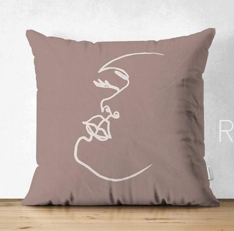 Abstract Pillow Cover|One Draw Lady Cushion Case|Decorative Modern Style Pillow|Woman Silhouette Pillow|Housewarming Modern Art Throw Pillow