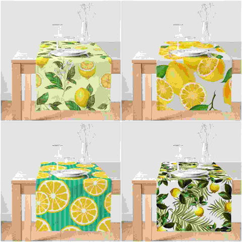 Lemon Table Runner|High Quality Floral Lemon Table Runner|Cut Lemon Table Decor|Farmhouse Table|Fresh Citrus Decor|Yellow Lemon Tablecloth