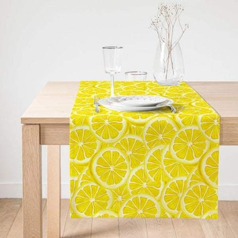 Lemon Table Runner|High Quality Suede Lemon Table Runner|Cut Lemon Table Decor|Farmhouse Table|Fresh Citrus Decor|Yellow Lemon Tablecloth