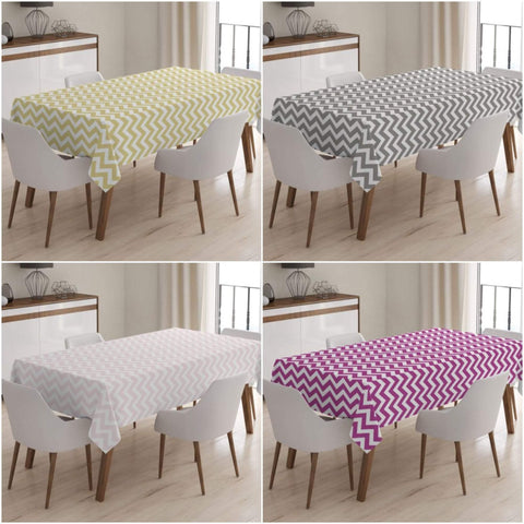Zigzag Pattern Tablecloth|Colorful Zigzag Tabletop|Geometric Table Decor|Farmhouse Table|Zigzag Kitchen Decor|Rectangular Color Tablecloth