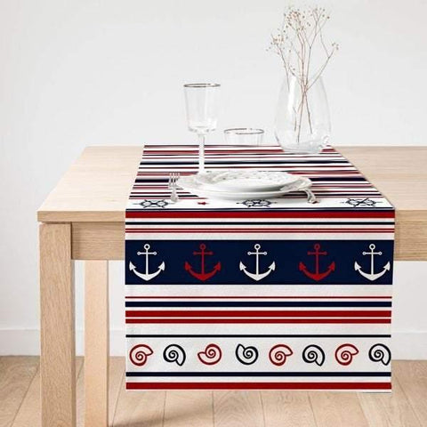 Nautical Table Runner|Navy Anchor Tabletop|Suede Decorative Nautical Tabletop|Nautical Home Decor|Outdoor Beach House Decor|Nautical Decor