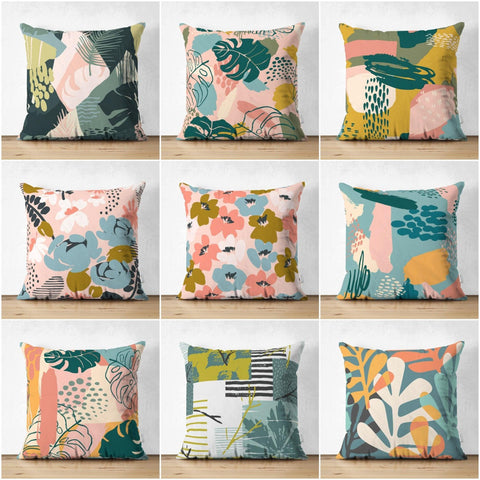 Abstract Pillow Cover|One Draw Suede Cushion Case|Decorative Modern Style Pillow|Floral Silhouette Pillow|Housewarming Modern Art Pillow