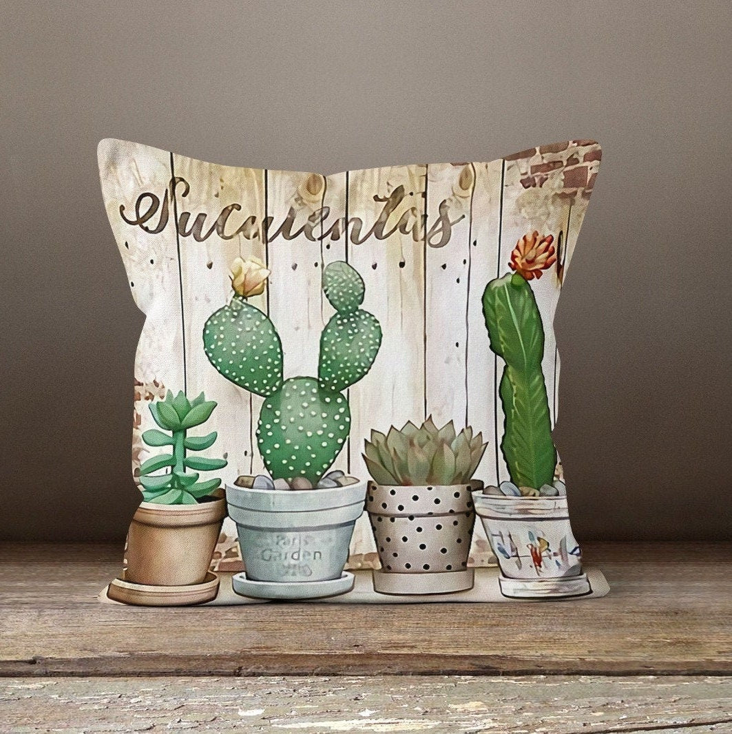 succulent cactus pillow Cactus Pillow Cover with Succulent Print