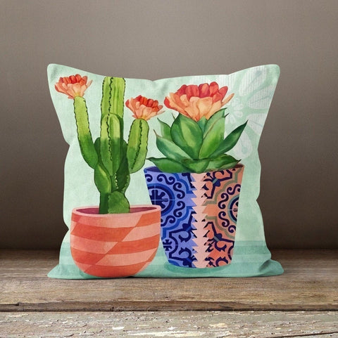 Cactus Pillow Cover|Succulent Cushion Case|Decorative Pillow Case|Boho Bedding Home Decor|Housewarming Farmhouse Floral Cactus Throw Pillow