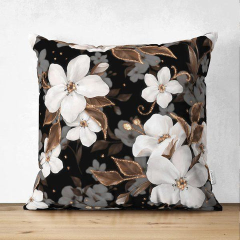 Floral Pillow Cover|Summer Trend Cushion Case|White Flowers Daisy Home Decor|Floral Suede Cushion Cover|Digital Print Spring Trend Decor