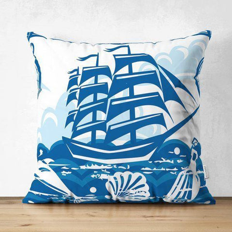 Nautical Pillow Cover|High Quality Suede Navy Anchor Cushion Case|Decorative Nautical Pillow|Summer Trend Pillow|Housewarming Anchor Designs