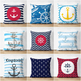 Nautical Pillow Cover|High Quality Suede Navy Anchor Cushion Case|Decorative Nautical Pillow|Summer Trend Pillow|Housewarming Wheel Designs