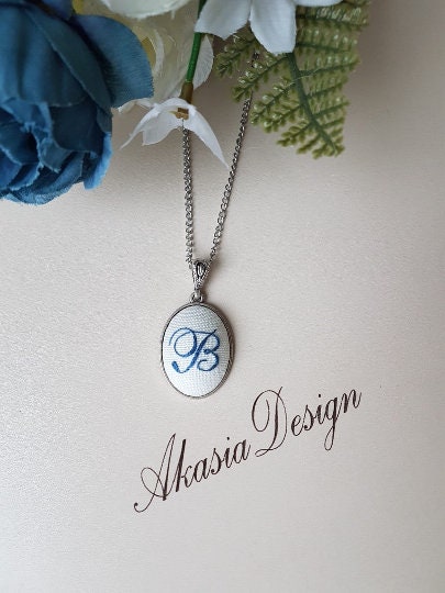 Personalized Embroidered Jewelry|Hand Stitched Baby Name Initial Pendant|Fabric Letter Baby Announcement Necklace|Birthday Gift For Mom,Teen