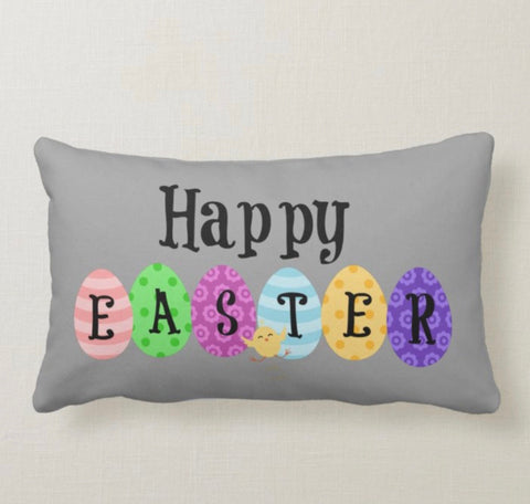 Easter Pillow Covers|Happy Easter Cushion Case|Decorative Easter Egg Throw Pillow|Cute Floral Eggs Easter Decor|Spring Farmhouse Pillow Top