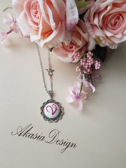 Baby Initial Necklace For Mom Personalized Embroidered Baby