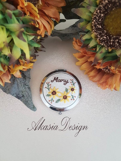Elegant Handmade Embroidered Pill Box Floral Embroidery -    Embroidered gifts, Hand embroidered gifts, Miniature embroidery