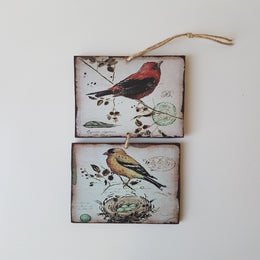 Set of 2 Birds Pictures|Wall Decor|Decorative Wall Hangings|Custom Modern Art|Decoupage|Wooden Art|Gift for Her|Housewarming Gift