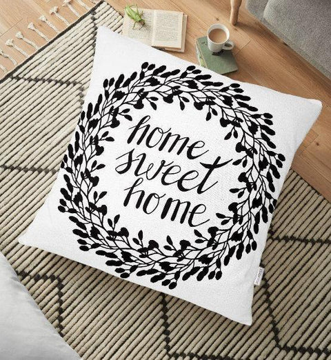 Home Sweet Home Floor Pillow Cover|Decorative Cushion Case|Rustic Home Decor|Housewarming Floor Pillow|Black White Sweet Home Pillow Case