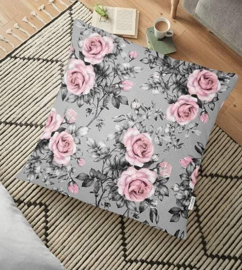 Floral Floor Pillow Cover|Summer Trend Cushion Case|White Pink Floral Case|Floor Cushion Cover|Boho Bedding Home Decor|Farmhouse Style Cover