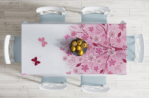 Floral Tablecloth|High Quality Floral Table Cover|Purple Tree Home Decor|Farmhouse Table Decor|Summer Trend Rectangular Tablecloth|Tabletop