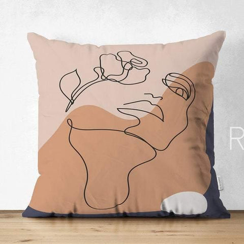 Abstract Pillow Cover|One Draw Lady Cushion Case|Decorative Modern Style Pillow|Woman Silhouette Pillow|Housewarming Modern Art Throw Pillow