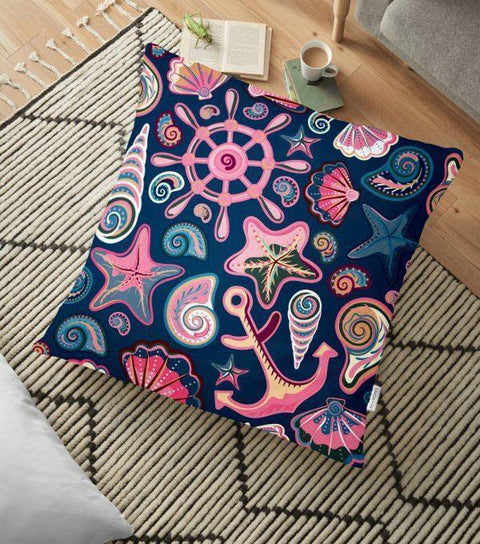 Beach Floor Pillow Cover|Colorful Floor Cushion Case|Outdoor Floor Decor|Coastal Pillow Cover|Digital Print Floor Cushion|Large Pillow Case
