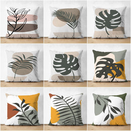 Abstract Pillow Cover|One Draw Leaf Cushion Case|Decorative Modern Style Pillow|Leaf Silhouette Pillow|Housewarming Modern Art Throw Pillow