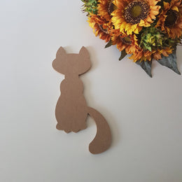 Unfinished Wooden Cat|Wooden Toy|Ready to Paint, Varnish|Custom Raw Wooden DIY Supply|Plain Wooden Tailed Cat|Cat Lover Gift|Cat Mom Gift
