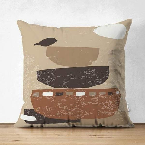 Abstract Pillow Cover|One Draw Suede Cushion Case|Decorative Modern Style Pillow|Round Stone Silhouette Pillow|Housewarming Modern Pillow