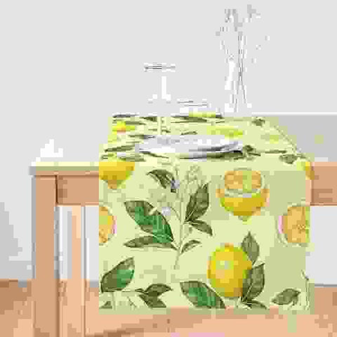 Lemon Table Runner|High Quality Floral Lemon Table Runner|Cut Lemon Table Decor|Farmhouse Table|Fresh Citrus Decor|Yellow Lemon Tablecloth