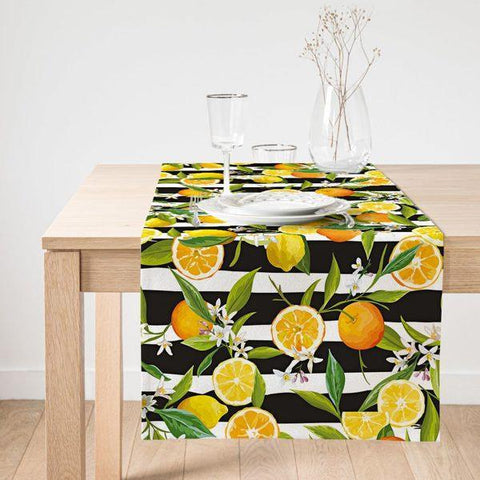 Lemon Table Runner|High Quality Suede Lemon Runner|Floral Lemon Table Decor|Farmhouse Table|Fresh Citrus Decor|Yellow Lemon Tablecloth