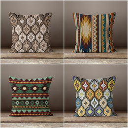 Rug Design Pillow Cover|Terracotta Southwestern Cushion Case|Decorative Aztec Print Ethnic Home Decor|Farmhouse Style Geometric Pillow Case