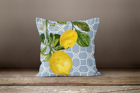 Floral Lemons Pillow Cover|Decorative Authentic Lemon Tree Cushion|Lemons Home Decor|Housewarming Yellow Citrus|Farmhouse Floral Pillow Case
