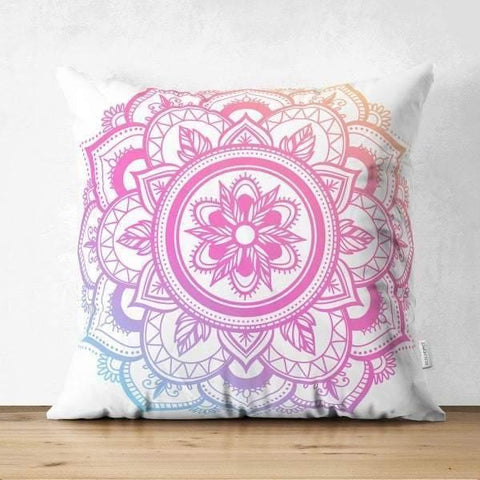Tiled Mandala Pillow Cover|Geometric Design Pillow Case|Decorative Pillow Cover|Rustic Home Decor|Farmhouse Style Authentic Pillow Cases|