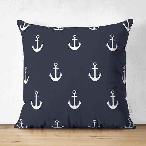 Nautical Pillow Cover|High Quality Suede Naval Object Cushion Case|Decorative Nautical Pillow|Summer Trend Pillow|Naval Anchor Wheel Design