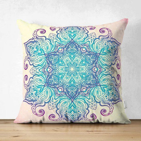 Tiled Mandala Pillow Cover|Geometric Design Pillow Case|Decorative Pillow Cover|Rustic Home Decor|Farmhouse Style Authentic Pillow Case