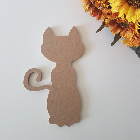 Unfinished Wooden Cat|Wooden Toy|Ready to Paint, Varnish|Custom Unfinished Wood DIY Supply|Plain Wooden Tailed Cat Gift|Cat Lover Gift